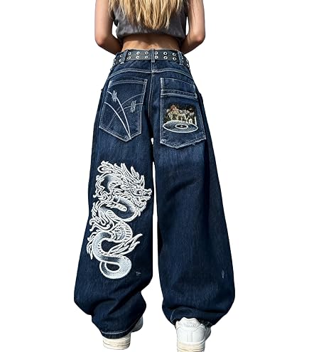 Floerns Women's Y2k Baggy Jeans Women 2025 Low Waist Cross Print