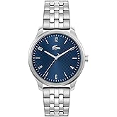 Lacoste Lisbon Men’s Quartz Watch - Three-Hand Sunray Dial with Stick Indexes, Polished Case, Crocodile Logo - Modern, Classic Timepiece - Gift for Him 42mm