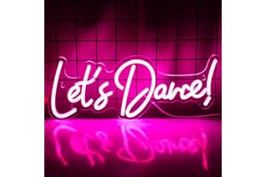 Wanxing Let's Danced Neon Signs Let's Dance Neon Light Up Sign Pink Led Word Light Sign Neon Sign Wedding for Dancing Party,Bar Accessories,Valentines' Day,Birthday Party