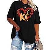 Women Plus Size Football Shirts Game Day T Shirt Casual Football Mom Tees Short Sleeve Novelty Tops(2-5X)