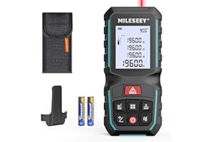 Laser Measure, 328FT MiLESEEY Laser Tape Measure with Angle Sensor, Record 50 Values, 2.0”Backlit LCD Screen,Robust Durable R