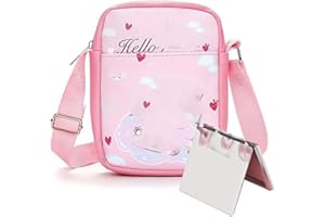 LOYEJEGL Kawaii Kitty Girls Shoulder Bag, Cat Crossbody Bag + Cat Cosmetic Mirror, Best Birthday Gift for Girls