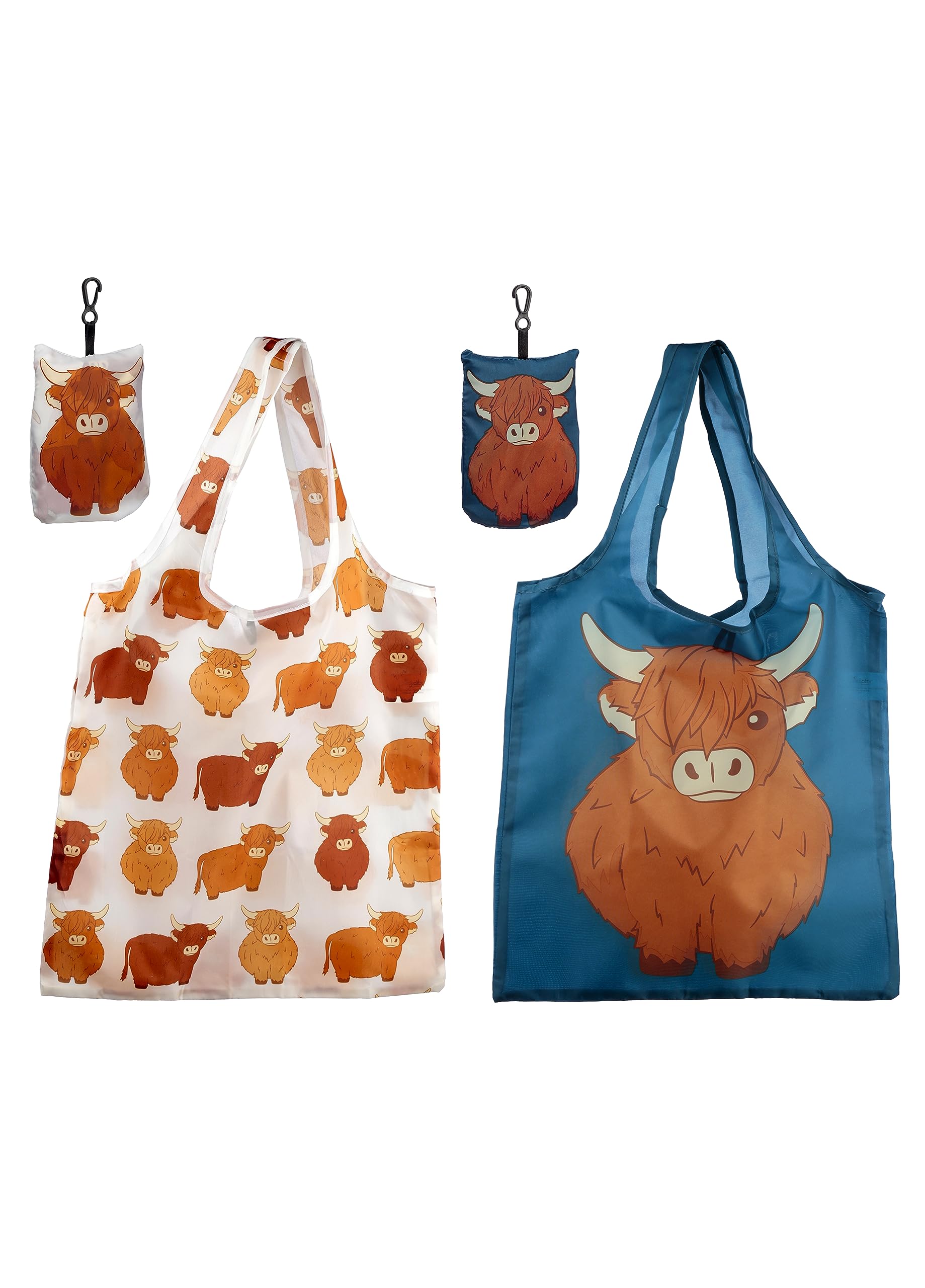 Puckator Handy Fold Up Highland Coo Cow Shopping Bag with Holder FBAG14