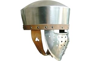 Queen Armour 18 Gauge Steel Medieval Dome-Topped Helmet with face Guard Norman Viking Helmet Knight Helmet Spartan Helmet