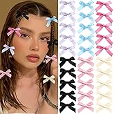 SAWINDA 30PCS Pink Satin Bow Hair Clips Valentine's Day 6 Color Mini Bowknot Hair Ribbon Clips for Teens Cute Small Metal Y2k Claw Clips Hair Accessories for Women and Girls