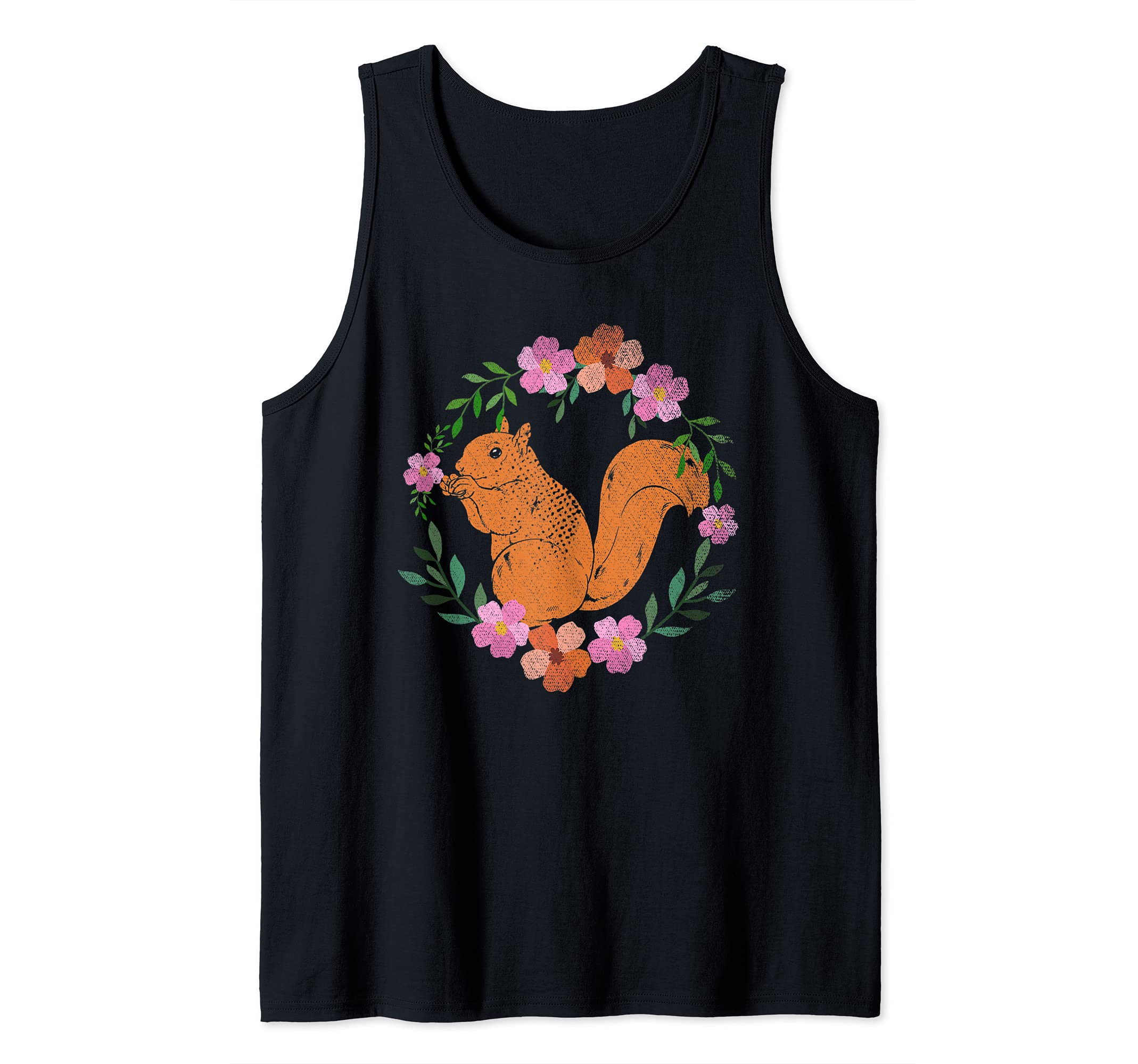 Forest Flowers Floral Nature Animal Wildlife Cute Squirrel Tank Top