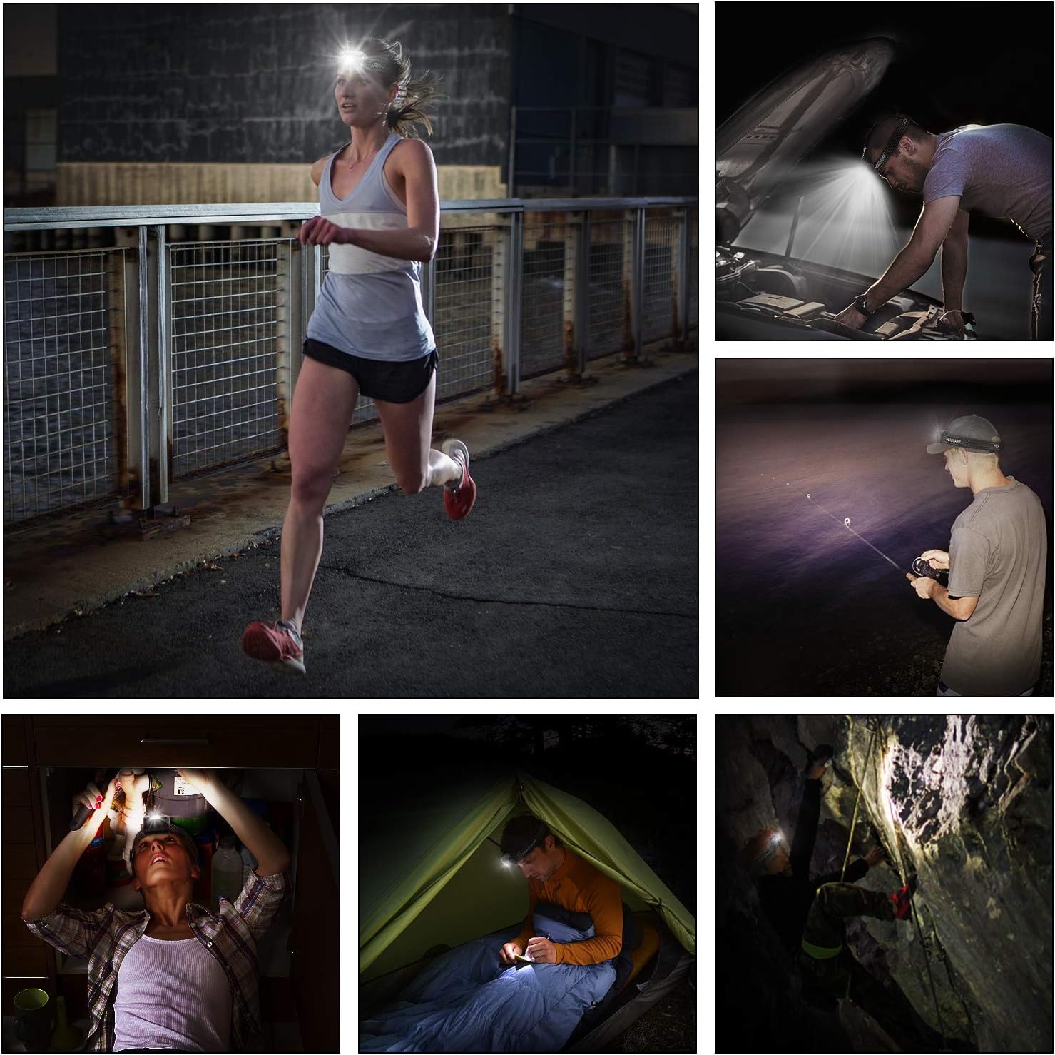 2 Pack of Rechargeable Headlamp, LED Headlamp, Head lamps for Adults, Flashlight with White Red Lights, USB Rechargeable Waterproof Head Lamp for Outdoor Camping Cycling Running Fishing - - 
