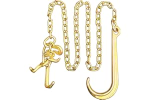 SENKEYFE G80 j Hooks Tow Chain, 5/16" x 6' Recovery Tow Hooks Chain 15IN J Hook w/RTJ & Grab Hook, 18800LBS Tow Truck Accessories J Hooks, Bridle Tow Transport Chain, Wrecker Towing Truck Equipment