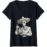 Womens Dia De Los Muertos Costume Day of The Dead Sugar Skull V-Neck T-Shirt
