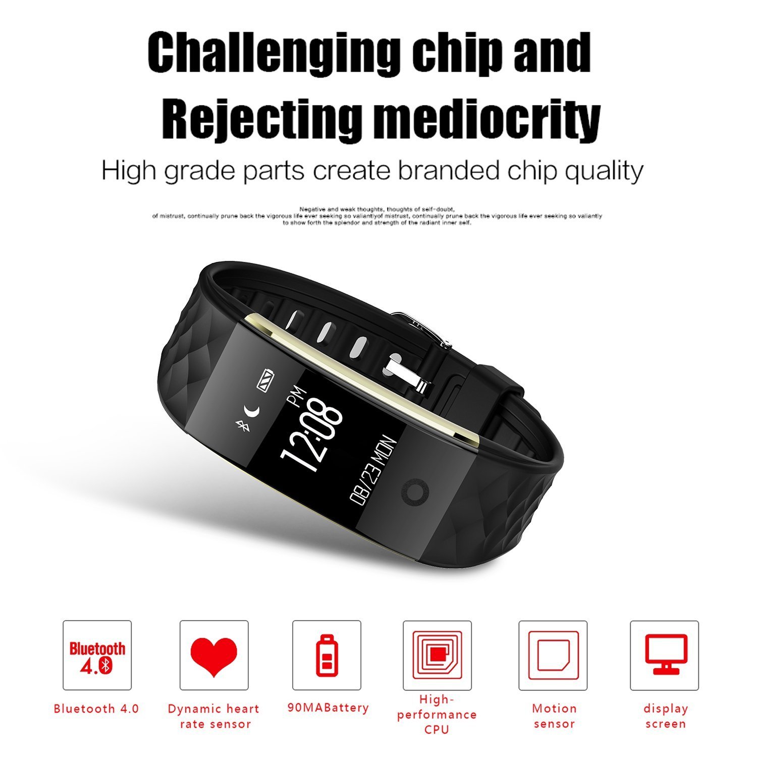 S2 Black Sports Bracelet JUNEO S2 Smart Bracelet TKSTAR IP67 Waterproof Smart Band Bluetooth