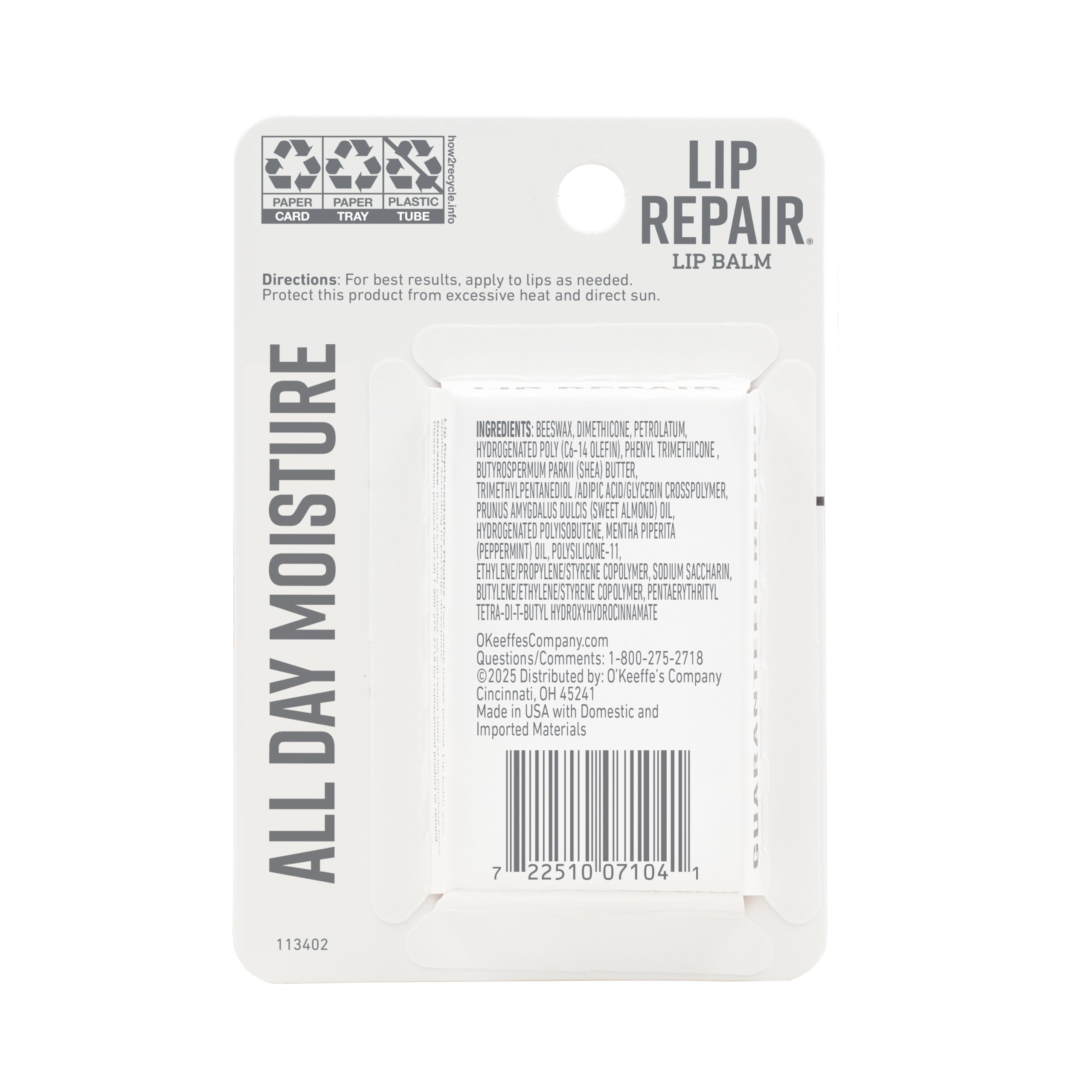 O'Keeffe's Lip Repair Lip Balm With Cooling Relief for Dry, Cracked Lips - Stick (Twin Pack) - Moisturizer for Extremely Cracked, Dry Lips