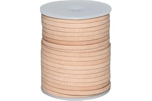 Autentico Leather Flat String Cord for Making Necklace, Bracelets and Jewellery, Genuine Cowhide Leather Strap Braided Cord for Shoe Laces and DIY Crafts (Natural, 3mm, 20 Meters)