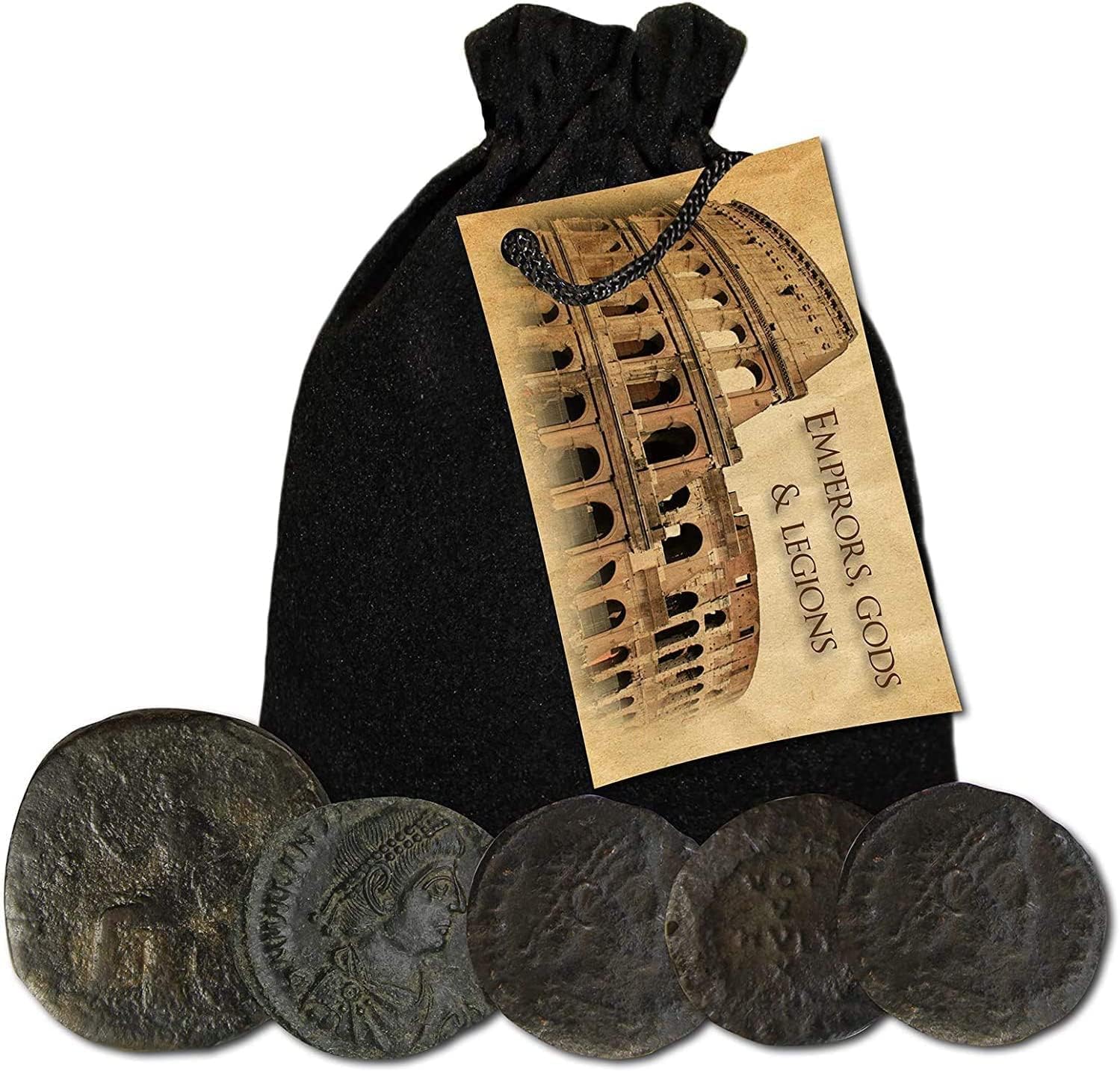 IMPACTO COLECCIONABLES 5 Original Imperial Roman Coins in a Coin Grab bag - Rare Coins of Emperors, Gods & Legions - Coins Collection