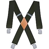 ZEAIFROOG Heavy Duty Mens Suspenders.X-Shaped 2” Wide Strong Clips Suspenders For Men Women.