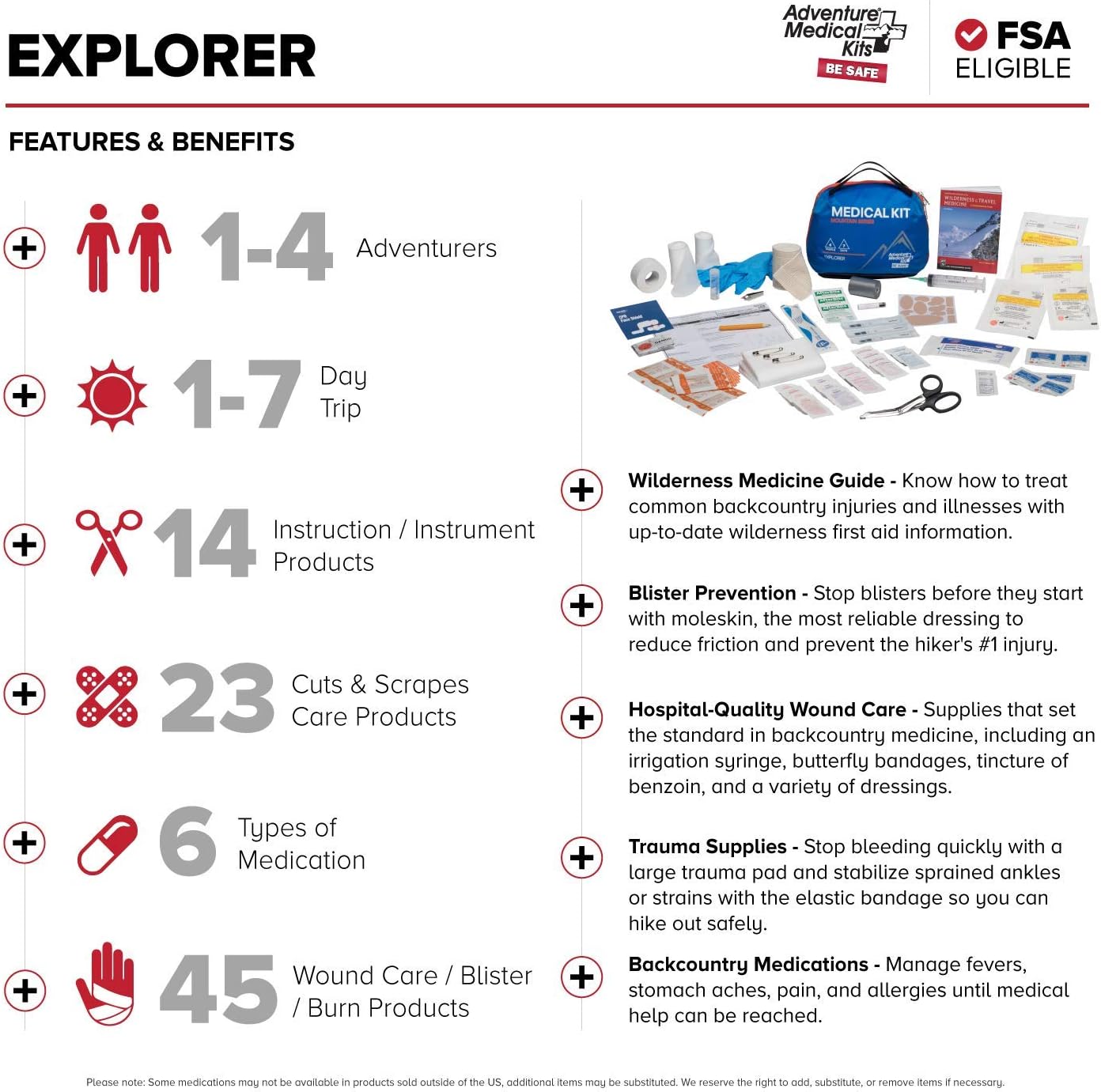 Adventure Medical Kits Mountain Series Explorer First Aid Kit - 111 Pieces: Sports & Outdoors