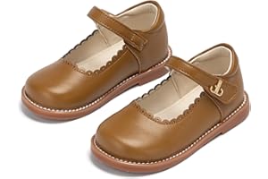 THEE BRON Toddler Girls Mary Jane Shoes Enchanting Retro Etched Bloom Oxfords