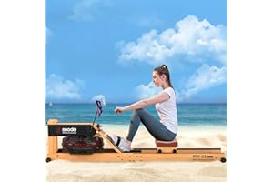 SNODE Water Rowing Machine with Advanced LCD Monitor,Wood Rower Machine for Home use, Compatible with Kinomap
