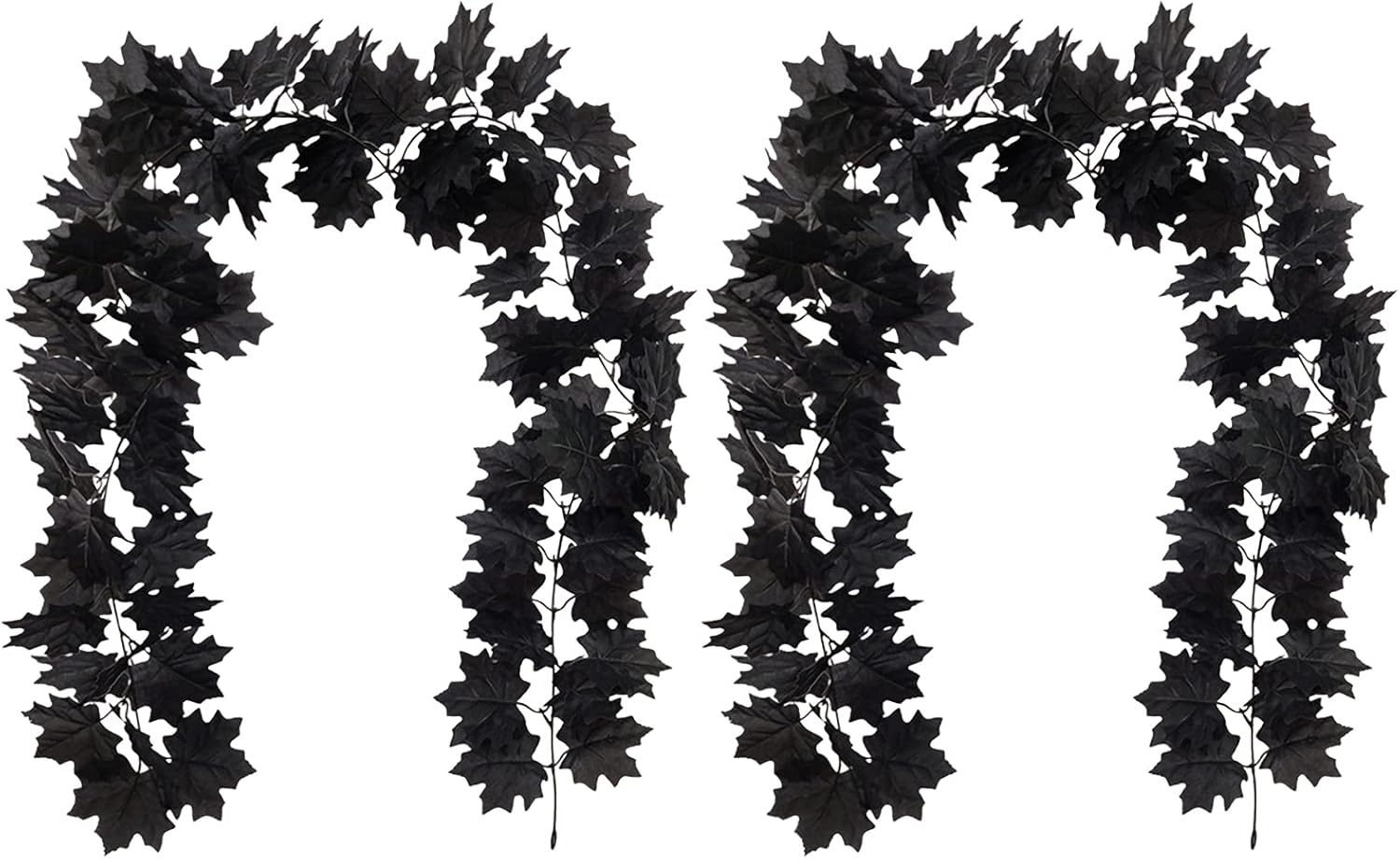 Wreaths, Garlands & Swags - Tinsow 2 Pcs Fall Maple Leaf Garland Hanging Black Fall Leaves Vine Artificial Autumn Garland Halloween Thanksgiving Decor for Home (Black, 2)
