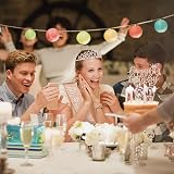 Amosking 60th Birthday Decorations Rose Gold Sash Tiara Cake Topper Balloons Set view 2