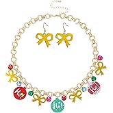 Madison Tyler Christmas Layered Necklace Set for Women | Statement Jingle Bells Jewelry | Dangle Bells Bow Earrings | Xmas Holiday Necklaces Gifts for Girls