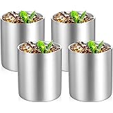 HekouJiub 4 Pack Stainless Steel Whiskey Glass 10oz Double Walled Insulated Tumbler Glasses Unbreakable Metal Drinking Cups Great Gifts for Husband Father Men Whiskey Lover, Old Fashioned