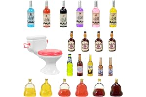 MEMOVAN Toilet Cake Topper 1PC and Miniature Wine Bottles Cake Cupcake Toppers 21PCS, Funny Mini Toilet Toy Dollhouse Cake Decorations for Bachelorette Party Or Birthday 21 and Up Girl Party