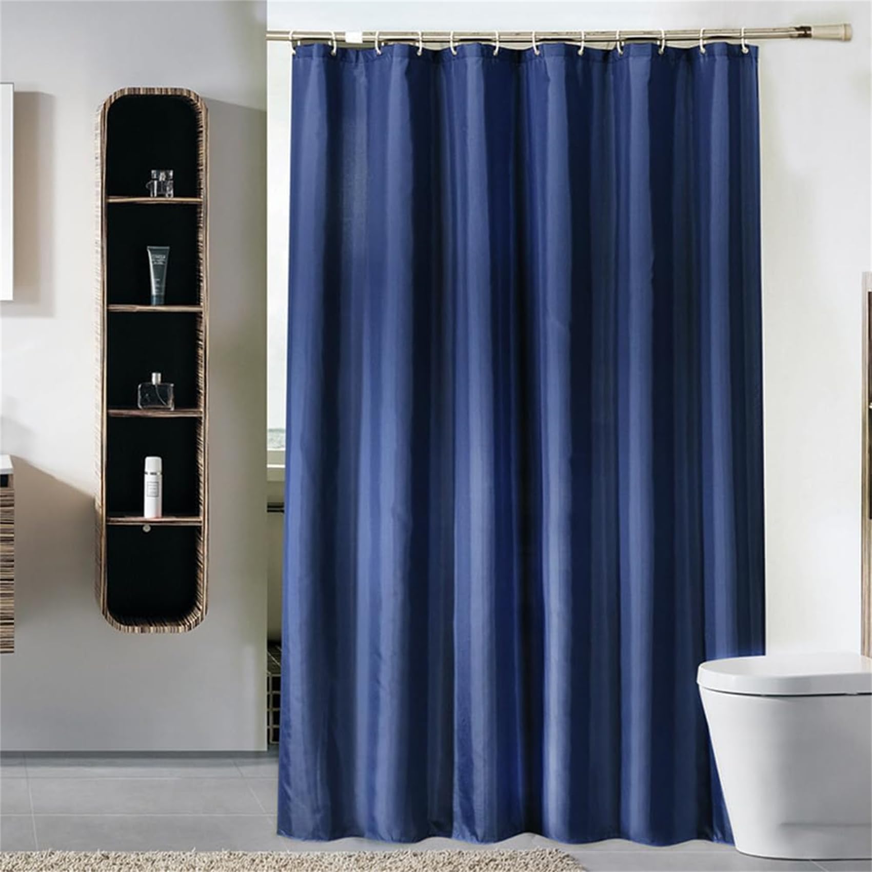 Lkw Ogechi Extra Wide Navy Blue Mildew Proof Shower Curtain 200x240 cm, 200/220/240 CM Drop Waterproof Polyester Bathtub Curtain, Washable Quick Drying Bathroom Shower Curtains, Weighted Hem