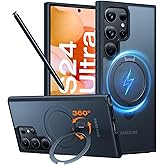 TORRAS 360 Spin Magnetic Stand for Samsung Galaxy S24 Ultra Case [Fit for Magsafe] Military Grade Shockproof Slim Protective S24 Ultra Case with Kickstand & Ring Holder, Ostand 360 Spin, Black