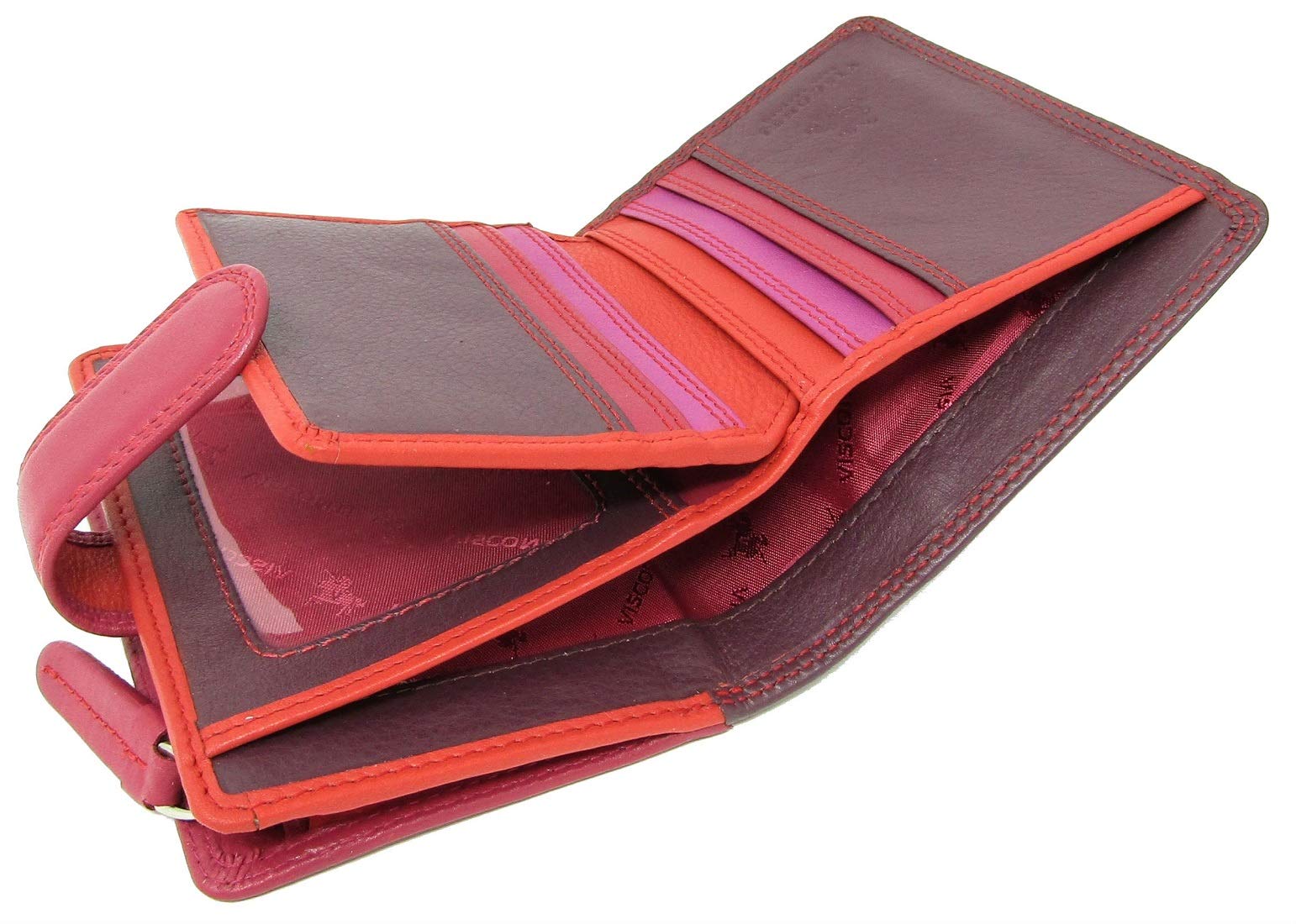 Visconti Rainbow Bali Soft Real Leather Purse RFID RB40 (Plum Multi)