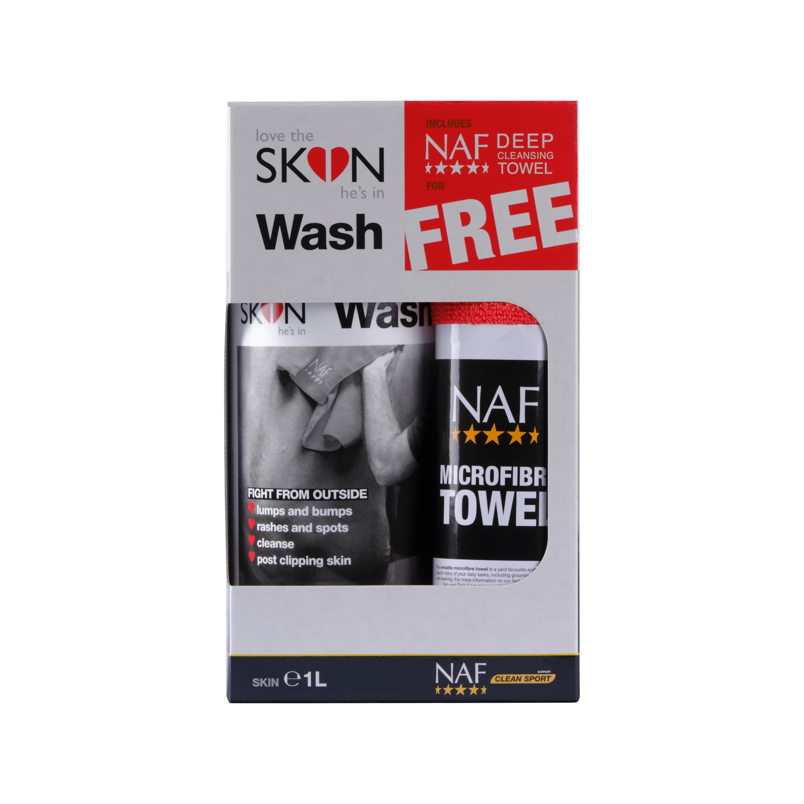 NAF Love The Skin He's In Skin Wash 1L – Gentle No-Rinse Herbal Wash for Horses – Soothes Irritated or Sensitive Skin – With Aloe Vera & Tea Tree – Hot Cloth or Direct Use