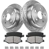 GAIASURGE Rear Brake Rotors Compatible with 2007-2017 Jeep Wrangler | 316mm(12.4in) Brake Kit, Drilled and Slotted Brake Rotors Pads, Ceramic Low-Dust, OE Replacement