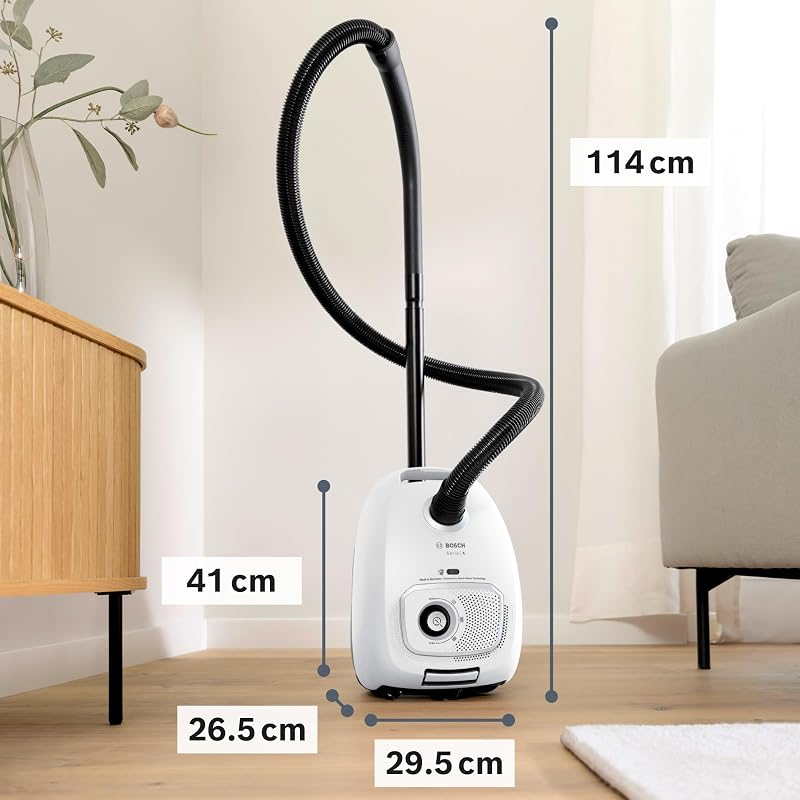 - Aspirador embalado, Série 4, volume XL do saco de pó, bico para ranhuras e estofos, branco, BGB41WH1
