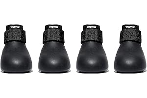 Wagwear WagWellies Waterproof Dog Boots | Rubber Booties for Winter Weather | Secure Fit Non-Slip Paw Shoes for Rain, Cold, Snow, Ice, Salt Protection | Easy On/Off Slip-On - Black - XXS