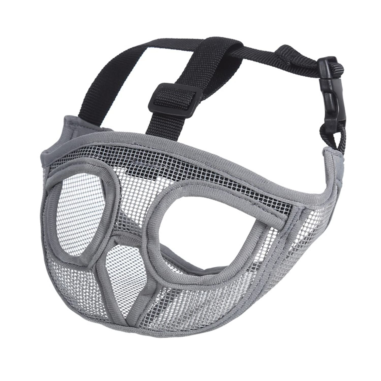 Short Snout Dog Muzzle Breathable Mesh Bulldog Muzzles Adjustable Dogs Mouth Cover British French Bulldog Muzzle with Flattened to Prevent Biting Barking Chewing Dog Mask for Small Medium Large Dogs