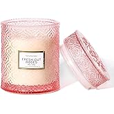 Rose Scented Candles, Valentine Pink Decorative Glass Candle, Valentine Candles Gifts for Women, Natural Soy Wax for Home Fragrance, 19oz