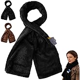 yetary Faux-Fur Pull Through Scarf With Hidden Zipper Pocket, Fur Neck Collar Scarf, Cozy Wrap
