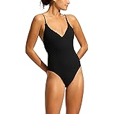 Seafolly Women's Standard V Neck One Piece with High Legline Swimsuit