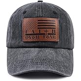 Christian Faith Over Fear Cross American Flag Hat for Men Women, Funny Adjustable Leather Patch Jesus Religious Baseball Cap