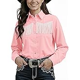 Noomelfish Womens Fringe Pearl Snap Western Shirt Long Sleeve Button Down Country Concert Nashville Cowgirl Outfit