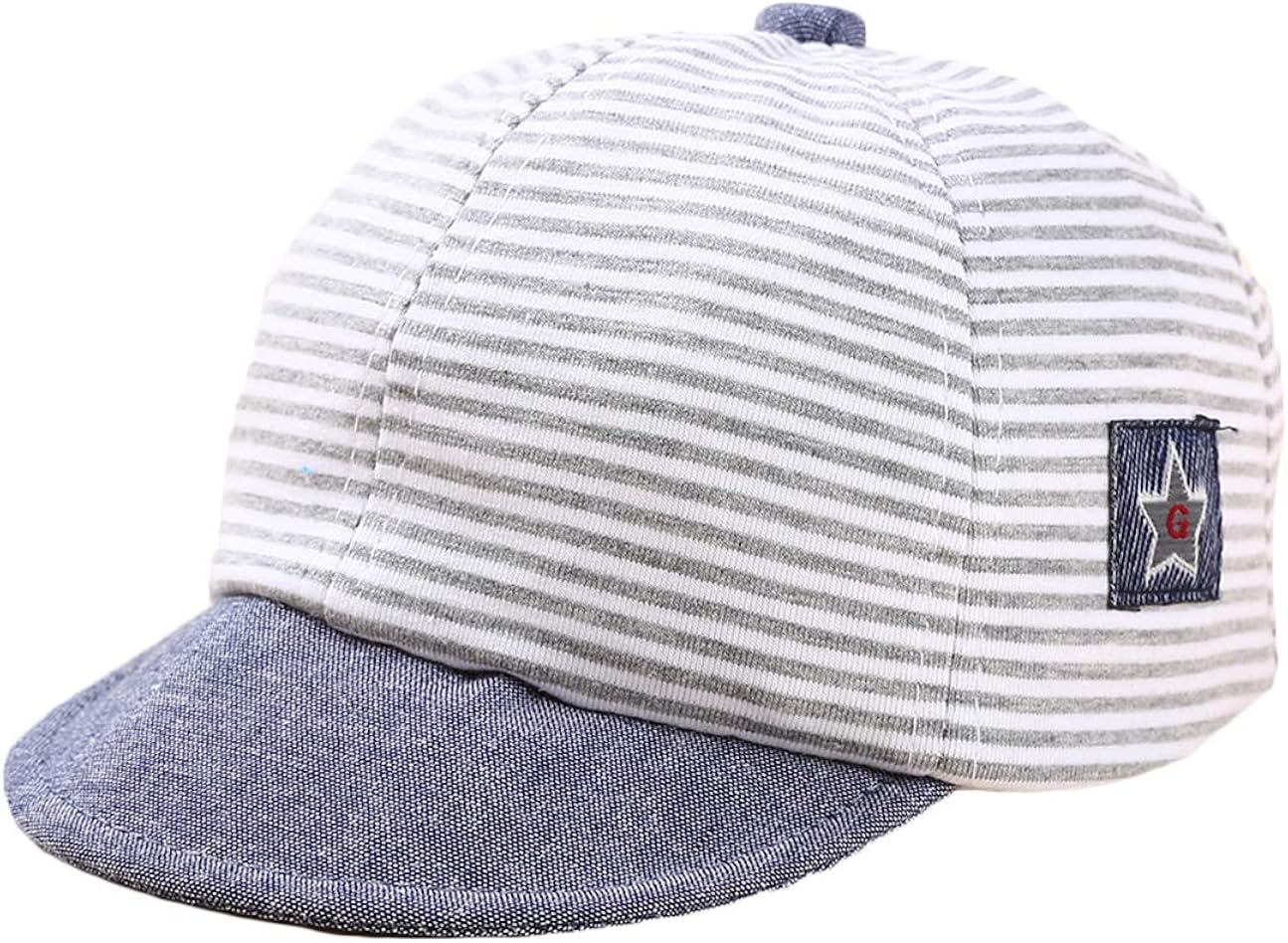 Baby Boy Baseball Cap Striped Sunhat Letter Sun Protection Hat,Sun Hat for Baby Boy and Baby Girl (1, Gray): Clothing