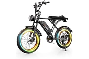 Movcan V60/V60 Pro Electric Bike, 48V 15.6/18.2Ah Removable Battery 20” Fat Tire Electric Bike, 1000/1500W Motor 30/33MPH Top Speed Electric Motorcycle, for Commute/Offroad/School/Rain/Snow Riding.