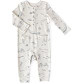 PEHR Henley Patch Pocket Romper, Rush Hour | 100% Organic Cotton, Baby Boy Romper with Brass Snap Closures and Front Pockets