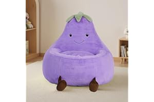 NEWBULIG Kids Eggplant Bean Bag Chair, Eggplant Shaped Beanbag Sofa, Soft Plush Washable Cover, Kids Reading Chair for Bedroom Playroom Living Room, Purple, 31 Inch, Purple