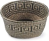 DOKOT Seagrass Plant Basket Natural Woven Planter Foldable with Handles Black view 3