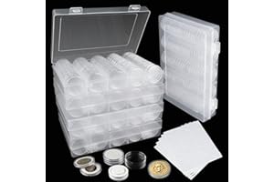 APACALI 500PCS Coin Capsules Holder (17/20/25/27/30mm) 5 Size Clear Plastic Storage Case Organizer Box With Protect Gasket, Round Holders for Collection Supplies With Foam Gasket