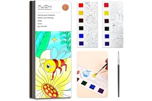 JUNQIU US JUNQIU Watercolor Coloring Books for Kids Ages 4-8, Pocket Watercolor Painting Book for Toddlers, Easter Basket Stuffers For Girls Boys, Stocking Stuffers For Kids