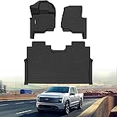 All Weather Car Floor Mats for Ford F150/F-150 2015-2025 SuperCrew Cab (Includes 22-24 Lightning Models), TPE Rubber Floor Liners Anti-Slip Full Set Automotive Mats for 2025 Ford F-150 Accessories