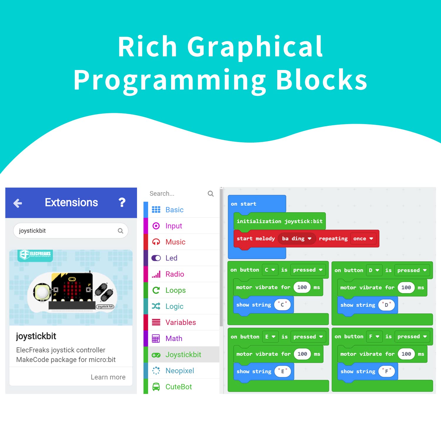 ELECFREAKS microbit Game Joystick Wireless Control Handle by micro:bit STEAM Education DIY Graphical Programming Controller(Without Micro:bit)