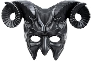 MCJC Devil Goat Horned Mask, Halloween Cosplay Props, Adult Half Face Masquerade Mask, 4 Colors