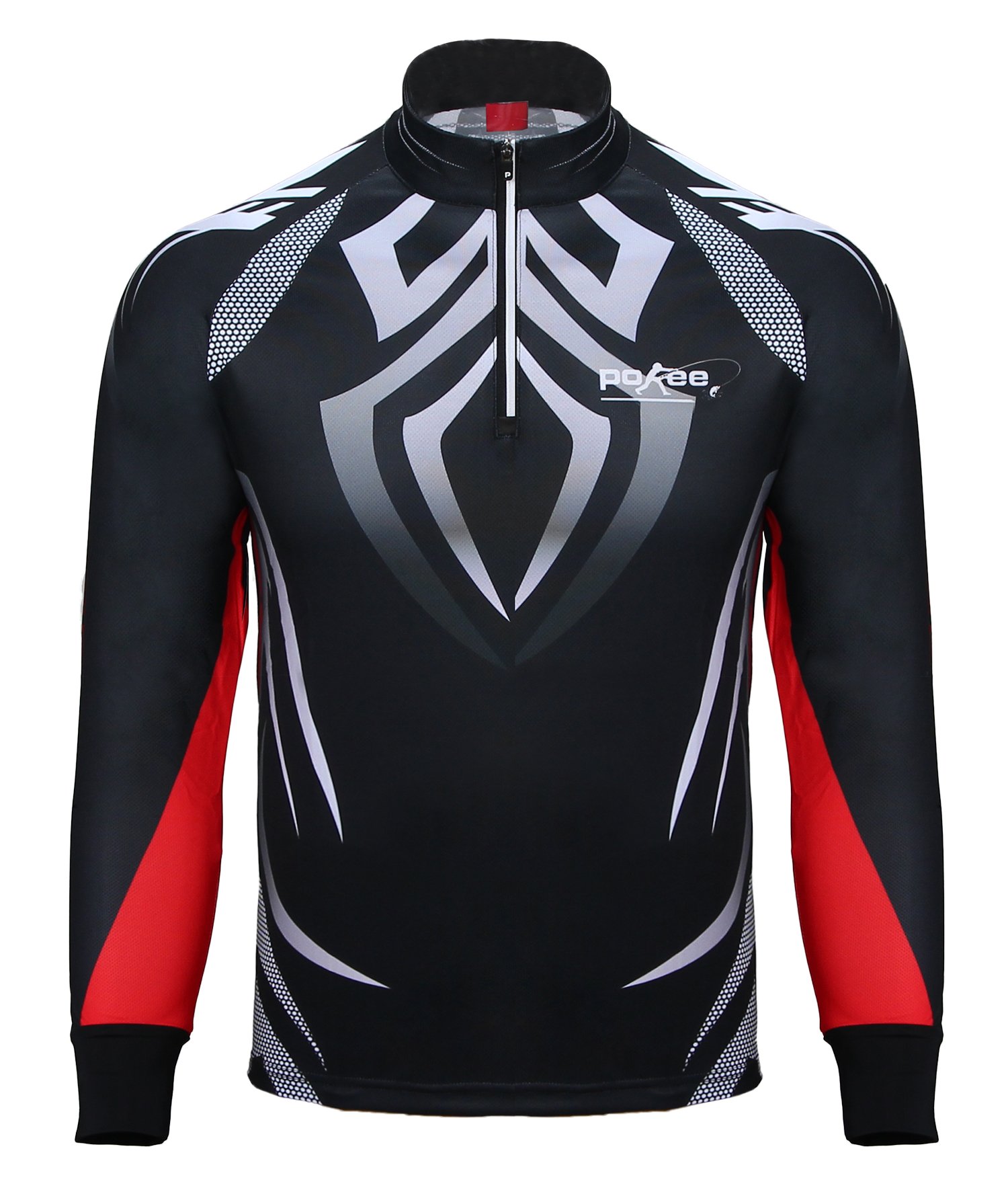 POKEE Men\'s Anti UV Sun Protection Shirts Zipper Stand Collar Fishing Wear Outdoor